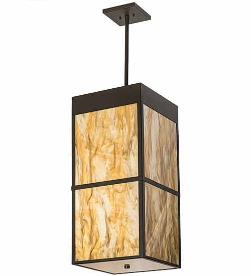 Meyda Lighting Kyoto 20" 4-Light Timeless Bronze Pendant Light With Travertine Idalight Shade