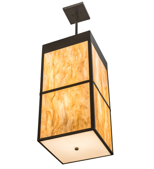 Meyda Lighting Kyoto 20" 4-Light Timeless Bronze Pendant Light With Travertine Idalight Shade