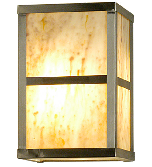 Meyda Lighting Kyoto 6" Brushed Stainless Steel Wall Sconce With Beige Travertine Idalight Shade Glass