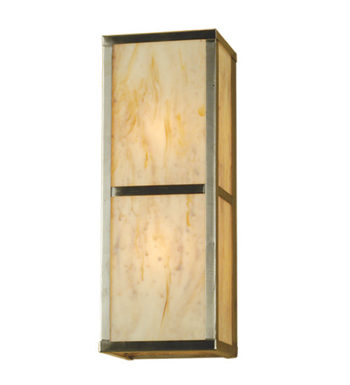 Meyda Lighting Kyoto 6" Brushed Stainless Steel Wall Sconce With Travertine Idalight Shade