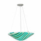 Meyda Lighting La Spiaggia 21" 3-Light Nickel Inverted Pendant Light With Fused Aqua Shade Glass
