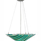 Meyda Lighting La Spiaggia 21" 3-Light Nickel Inverted Pendant Light With Fused Aqua Shade Glass