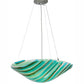 Meyda Lighting La Spiaggia 21" 3-Light Nickel Inverted Pendant Light With Fused Aqua Shade Glass