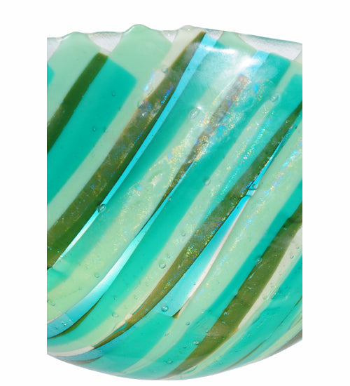 Meyda Lighting La Spiaggia 21" 3-Light Nickel Inverted Pendant Light With Fused Aqua Shade Glass