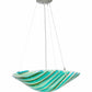 Meyda Lighting La Spiaggia 21" 3-Light Nickel Inverted Pendant Light With Fused Aqua Shade Glass