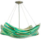 Meyda Lighting La Spiaggia 29" 4-Light Nickel Inverted Pendant Light With Green Fused Shade Glass