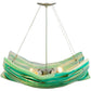 Meyda Lighting La Spiaggia 29" 4-Light Nickel Inverted Pendant Light With Green Fused Shade Glass