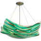 Meyda Lighting La Spiaggia 29" 4-Light Nickel Inverted Pendant Light With Green Fused Shade Glass
