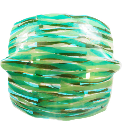 Meyda Lighting La Spiaggia 29" 4-Light Nickel Inverted Pendant Light With Green Fused Shade Glass