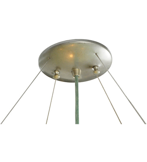 Meyda Lighting La Spiaggia 29" 4-Light Nickel Inverted Pendant Light With Green Fused Shade Glass