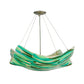 Meyda Lighting La Spiaggia 29" 4-Light Nickel Inverted Pendant Light With Green Fused Shade Glass