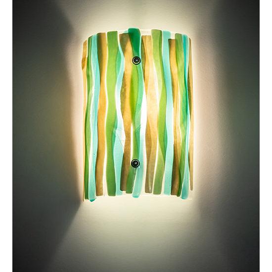 Meyda Lighting La Spiaggia 9" Nickel Wall Sconce With Multi-Colored Shade Glass