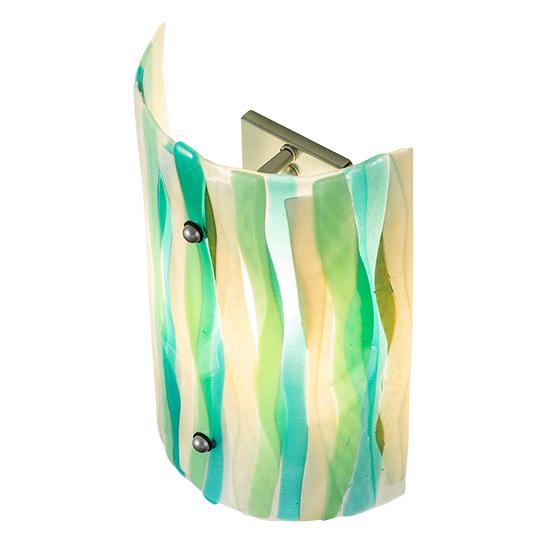 Meyda Lighting La Spiaggia 9" Nickel Wall Sconce With Multi-Colored Shade Glass