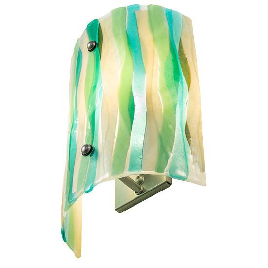 Meyda Lighting La Spiaggia 9" Nickel Wall Sconce With Multi-Colored Shade Glass