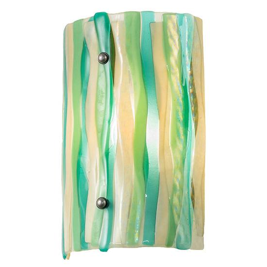 Meyda Lighting La Spiaggia 9" Nickel Wall Sconce With Multi-Colored Shade Glass
