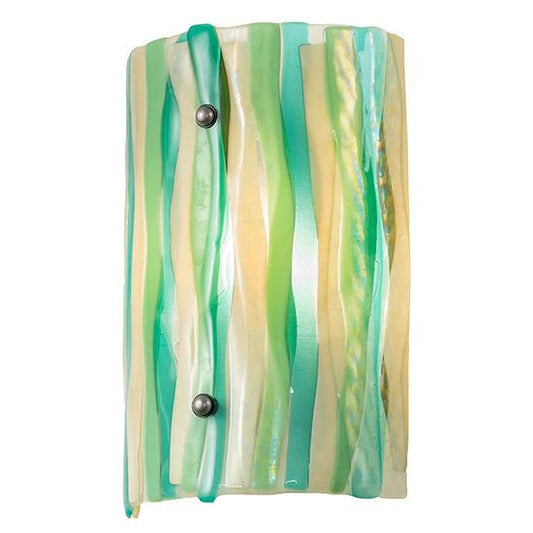 Meyda Lighting La Spiaggia 9" Nickel Wall Sconce With Multi-Colored Shade Glass