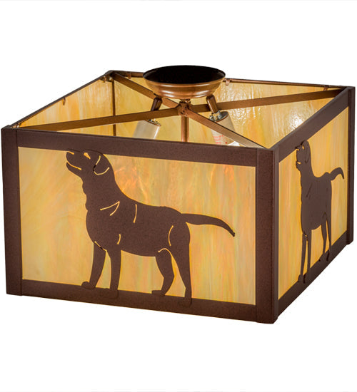 Meyda Lighting Labrador Retriever 24" 2-Light Rust Flush Mount Light With Beige Iridescent Shade Glass