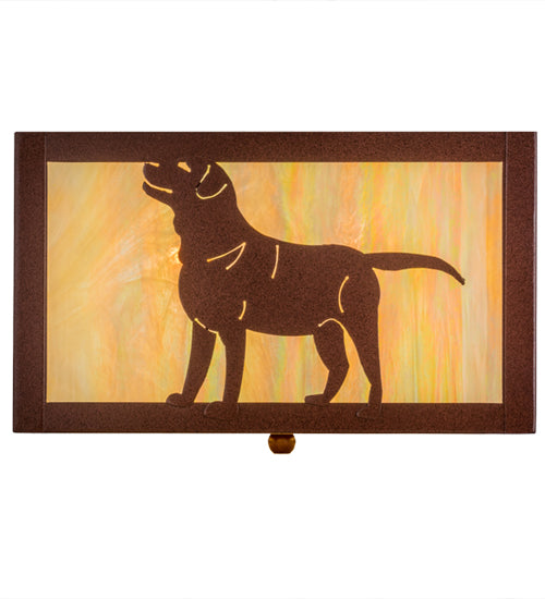 Meyda Lighting Labrador Retriever 24" 2-Light Rust Flush Mount Light With Beige Iridescent Shade Glass