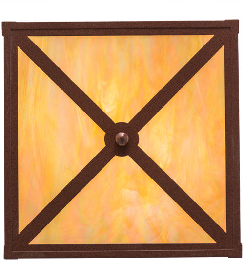 Meyda Lighting Labrador Retriever 24" 2-Light Rust Flush Mount Light With Beige Iridescent Shade Glass