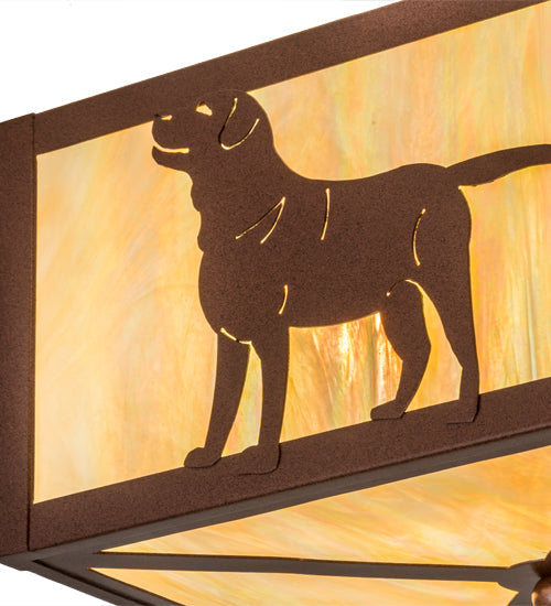 Meyda Lighting Labrador Retriever 24" 2-Light Rust Flush Mount Light With Beige Iridescent Shade Glass
