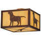Meyda Lighting Labrador Retriever 24" 2-Light Rust Flush Mount Light With Beige Iridescent Shade Glass