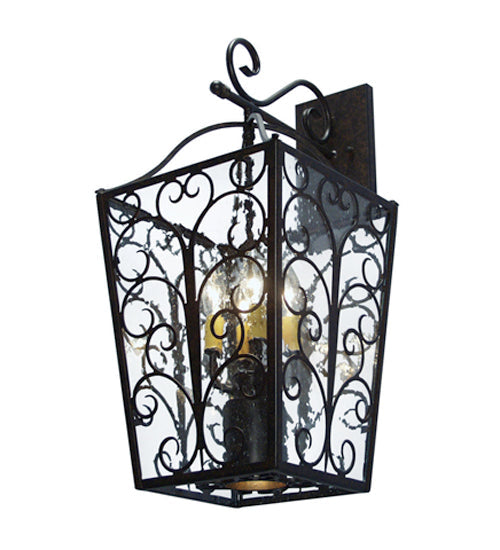 Meyda Lighting Lacie 13" 5-Light Blackwash Wall Sconce With Clear Seeded Shade Glass