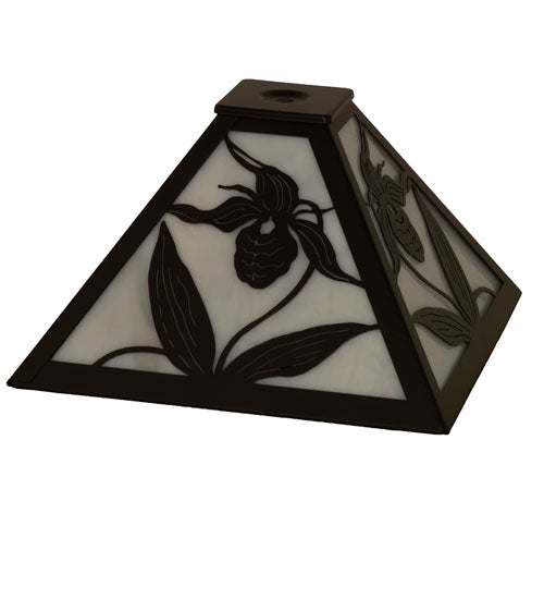 Meyda Lighting Lady Slipper 16" Timeless Bronze Frame With White Art Shade Glass