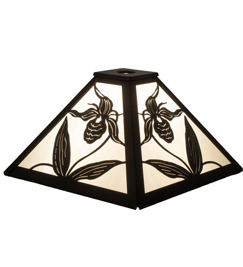 Meyda Lighting Lady Slipper 16" Timeless Bronze Frame With White Art Shade Glass