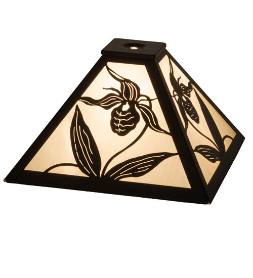 Meyda Lighting Lady Slipper 16" Timeless Bronze Frame With White Art Shade Glass