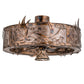Meyda Lighting Lady Slipper 232728 36" LED Light Burnished Brass Tint Chandelier With Silver Mica Shade Glass and Fan