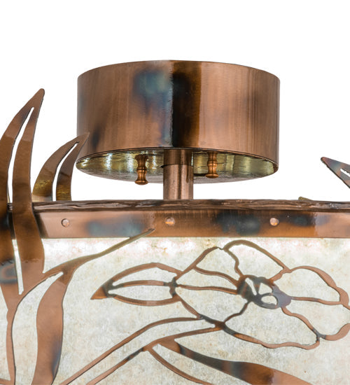 Meyda Lighting Lady Slipper 232728 36" LED Light Burnished Brass Tint Chandelier With Silver Mica Shade Glass and Fan