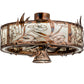 Meyda Lighting Lady Slipper 232728 36" LED Light Burnished Brass Tint Chandelier With Silver Mica Shade Glass and Fan