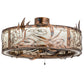 Meyda Lighting Lady Slipper 36" LED Light Burnished Brass Tint Chandelier With Silver Mica Shade Glass and Fan