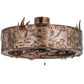 Meyda Lighting Lady Slipper 36" LED Light Burnished Brass Tint Chandelier With Silver Mica Shade Glass and Fan