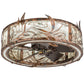 Meyda Lighting Lady Slipper 36" LED Light Burnished Brass Tint Chandelier With Silver Mica Shade Glass and Fan