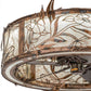 Meyda Lighting Lady Slipper 36" LED Light Burnished Brass Tint Chandelier With Silver Mica Shade Glass and Fan