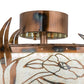 Meyda Lighting Lady Slipper 36" LED Light Burnished Brass Tint Chandelier With Silver Mica Shade Glass and Fan