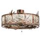 Meyda Lighting Lady Slipper 36" LED Light Burnished Brass Tint Chandelier With Silver Mica Shade Glass and Fan