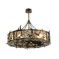 Meyda Lighting Lady Slipper 45" 8-Light Burnished Brass Tint Chandelier With Silver Mica Shade Glass and Oil Bronze Fan
