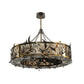 Meyda Lighting Lady Slipper 45" 8-Light Burnished Brass Tint Chandelier With Silver Mica Shade Glass and Oil Bronze Fan