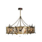 Meyda Lighting Lady Slipper 45" 8-Light Burnished Brass Tint Chandelier With Silver Mica Shade Glass and Oil Bronze Fan