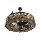 Meyda Lighting Lady Slipper 45" 8-Light Burnished Brass Tint Chandelier With Silver Mica Shade Glass and Oil Bronze Fan