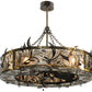 Meyda Lighting Lady Slipper 45" 8-Light Burnished Brass Tint Chandelier With Silver Mica Shade Glass and Oil Bronze Fan