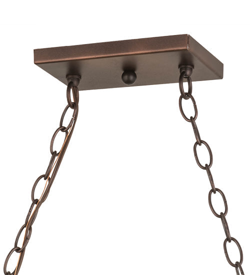 Meyda Lighting Lady Slippers 39" 3-Light Mahogany Bronze Island Pendant Light With Multi-Colored Shade Glass