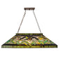 Meyda Lighting Lady Slippers 39" 3-Light Mahogany Bronze Island Pendant Light With Multi-Colored Shade Glass