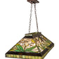 Meyda Lighting Lady Slippers 39" 3-Light Mahogany Bronze Island Pendant Light With Multi-Colored Shade Glass