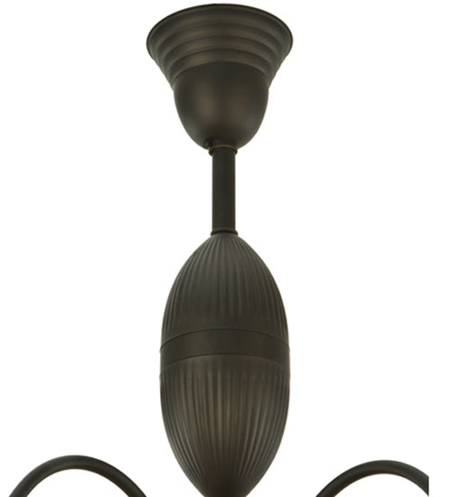 Meyda Lighting Lafayette 23" 6-Light Craftsman Brown Chandelier With White Shade Glass