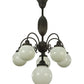 Meyda Lighting Lafayette 23" 6-Light Craftsman Brown Chandelier With White Shade Glass