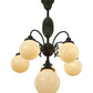 Meyda Lighting Lafayette 23" 6-Light Craftsman Brown Chandelier With White Shade Glass