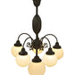 Meyda Lighting Lafayette 23" 6-Light Craftsman Brown Chandelier With White Shade Glass